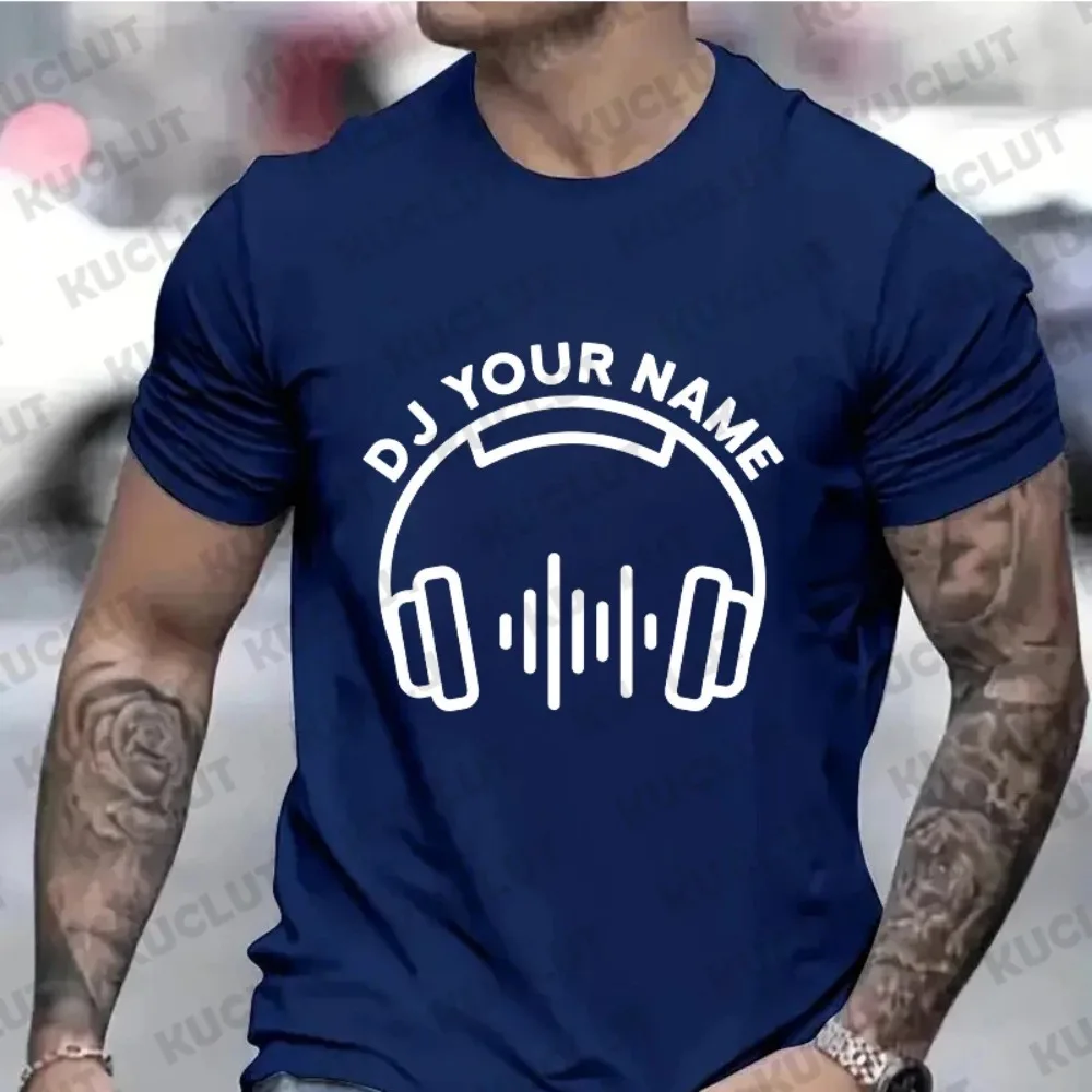 Tshirts for Men Personalized Custom DJ Name T-Shirt Music Love Tshirts Short Sleeve DIY Tees Disc Music DJ Shirt Unisex Y2k Tops