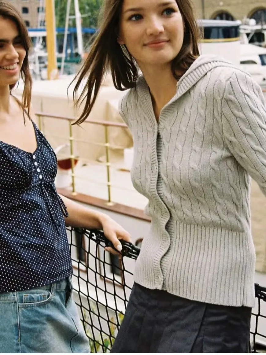 سترة نسائية محبوكة بخطاف أمريكي عتيق طويل Sve رغبة نقية بقصة ضيقة للعمل الثقيل وزر واحد كاجوال Faion #3