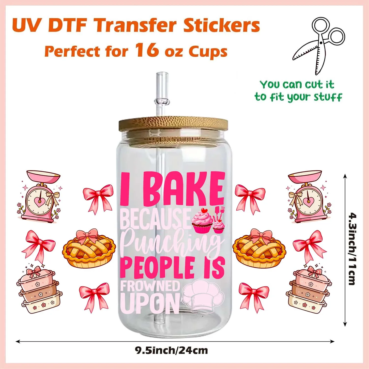 15pcs Fresship Baking fruits Matcha 16oz UV DTF Sticker Waterproof DIY Decals 3D transfer uvdtf tumbler sticker uv dtf cup wrap