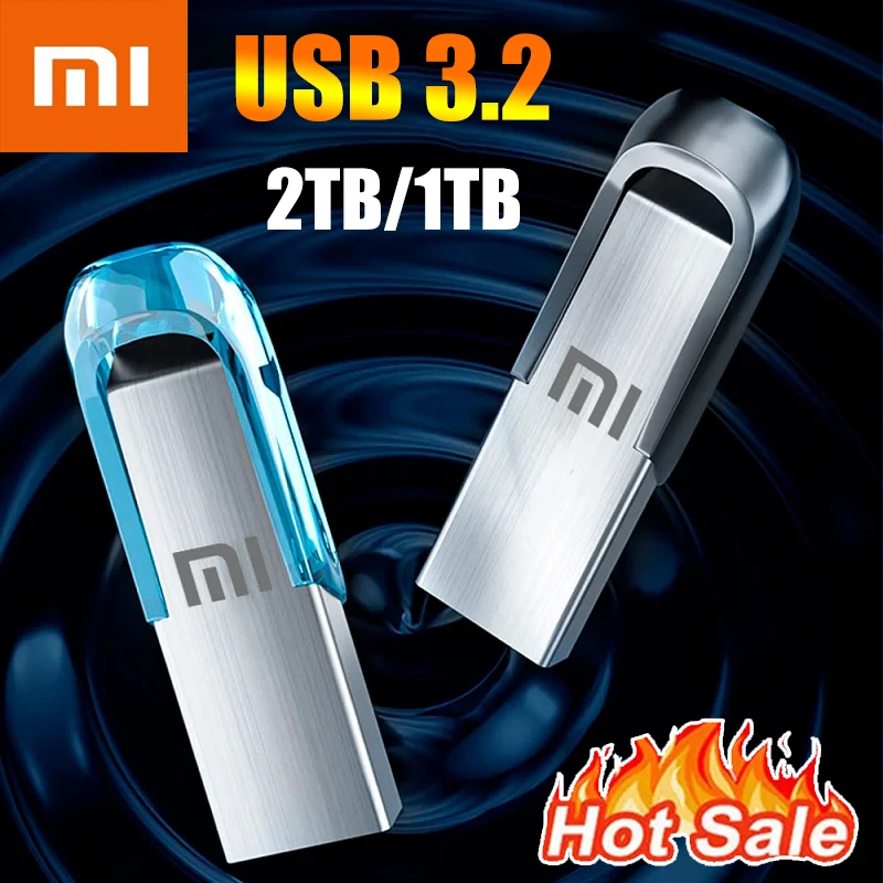 Xiaomi-Clé USB 3.2 haute vitesse, 2 To, 1 To, clé USB, 512 Go, 64 Go, clé USB en métal, disque flash étanche, adaptateur TYPE-C