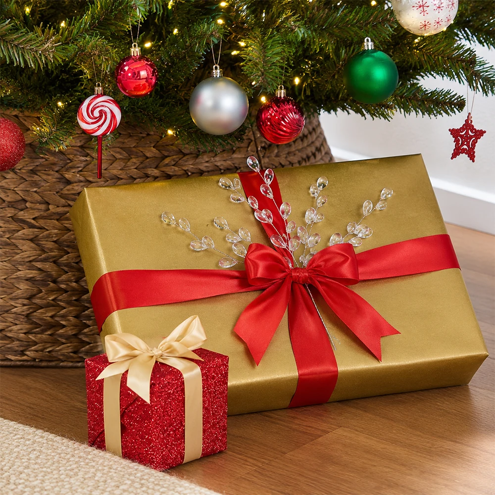 10/30/50 Stück Weihnachtsdekorationen Acrylperlen Tropfenstiele Blumen Bastelzubehör für Weihnachtsbaum Geschenke DIY Blumen Party Deko Accessoires – Detail 6