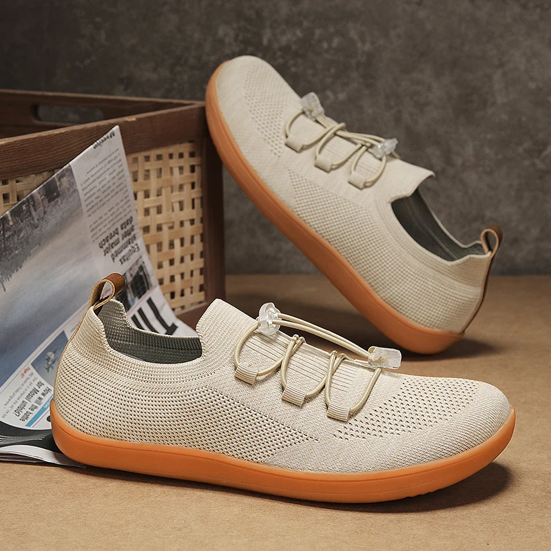 

Мужские дышащие кроссовки с широким носком из трикотажной сетки, удобные, для ходьбы босиком, повседневные, универсальные, с мягкой подошвой, широкая колодка