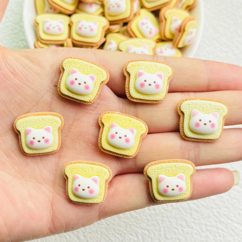 10 Pcs New Resin Cartoon Bread Little Bear Flat Back Scrapbook Figurine DIY Bow Decor Accessories Crafts