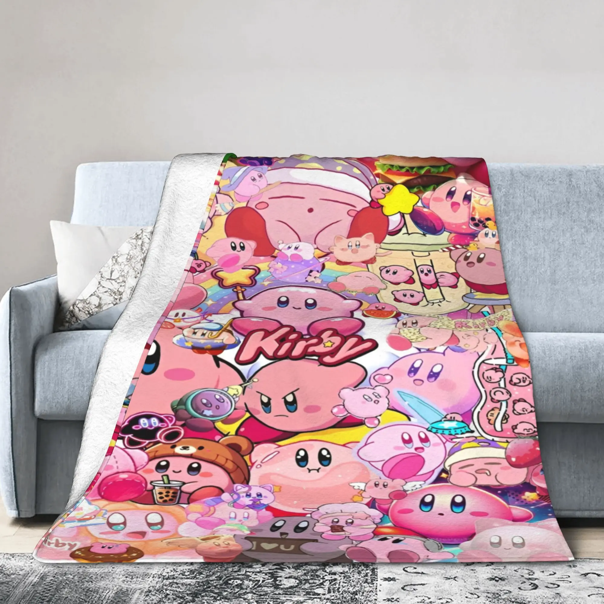 K-Kirbys Cartoon Stars Kawaii Blanket  Super Warm Plush Throw Blanket For Girls Boys Couch Chair Flannel Bedspread Bed Cover