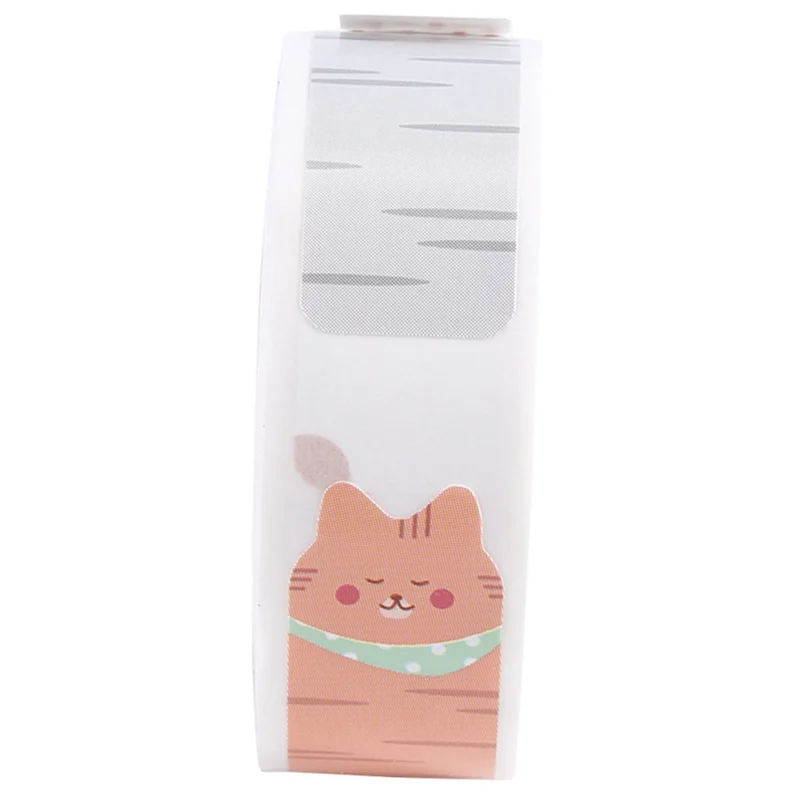 Черная лента с узорами кошек, вертикальная этикетка, самоклеящаяся наклейка специальной формы, 12 х 40 мм, 3 рулона