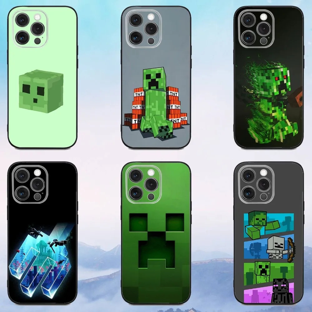 

Green Pixel M-Monster Phone Case For iPhone 16,15,14,13,12,11,Pro,X,XS,Max,XR,Plus,Mini Soft Black Cover