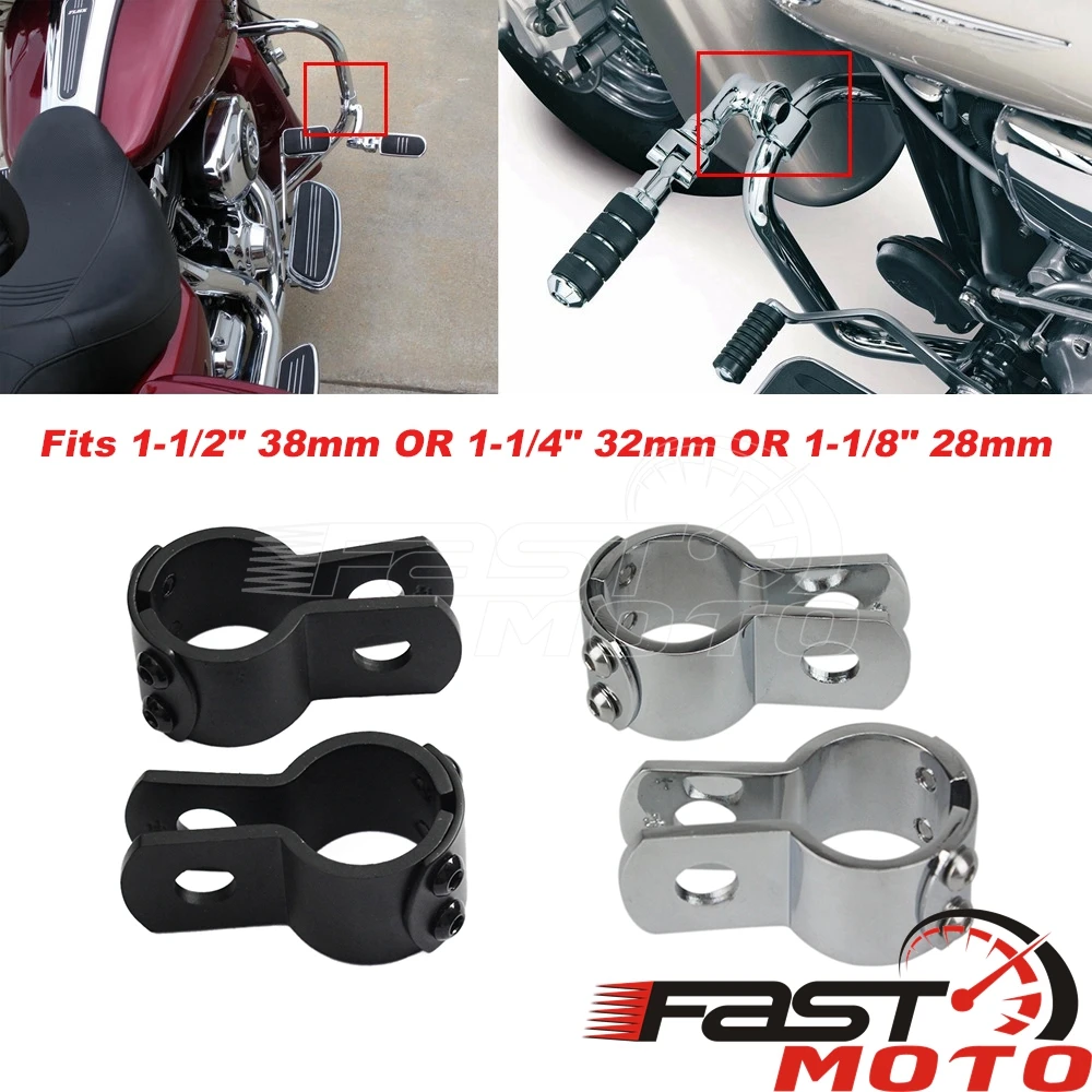 28/32/38mm Motorcycle Crash Bar Highway Footrest Foot Pegs Mount Clamps For Harley Sportster Honda GL1800 Yamaha Suzuki Kawasaki