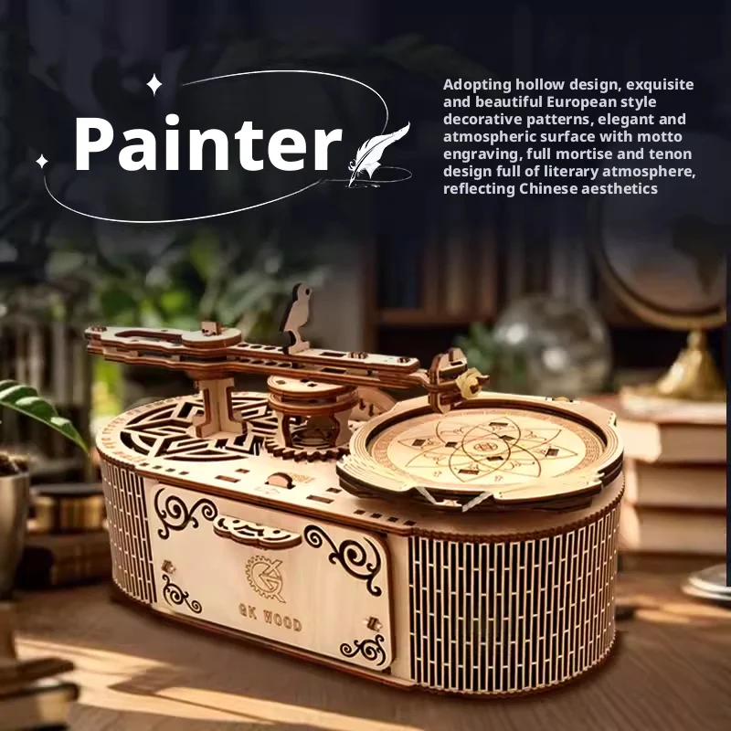 OUZEY 3D Logic Construction Games Diy Assembly  Adult Wood Games Drawing Machine Creative Hobbies Children's Educational Games