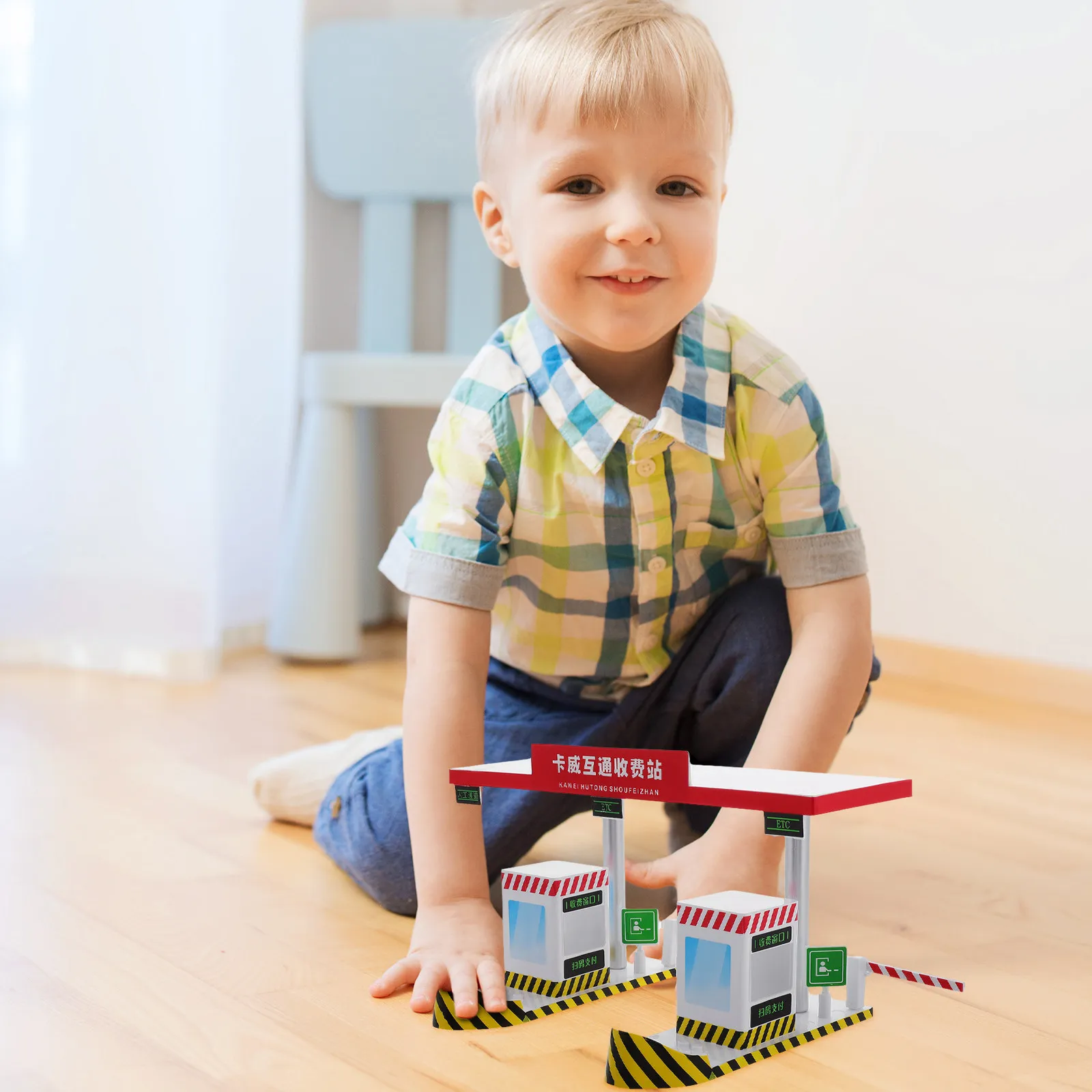 Plastic Toll Booth Highway Station Playset Boys Creativity Kids Exploration Early Education Traffic Play Fun Interaction