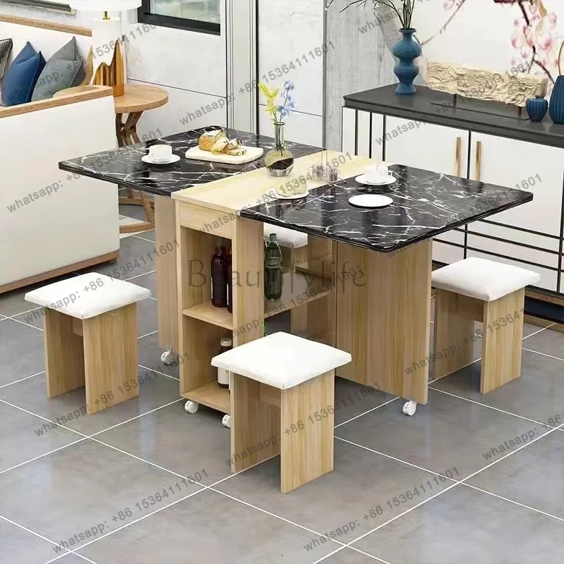 

Folding Dining Table Set 4 Chairs Italian Nordic Luxury Dining Table Decorate Simple Mesas