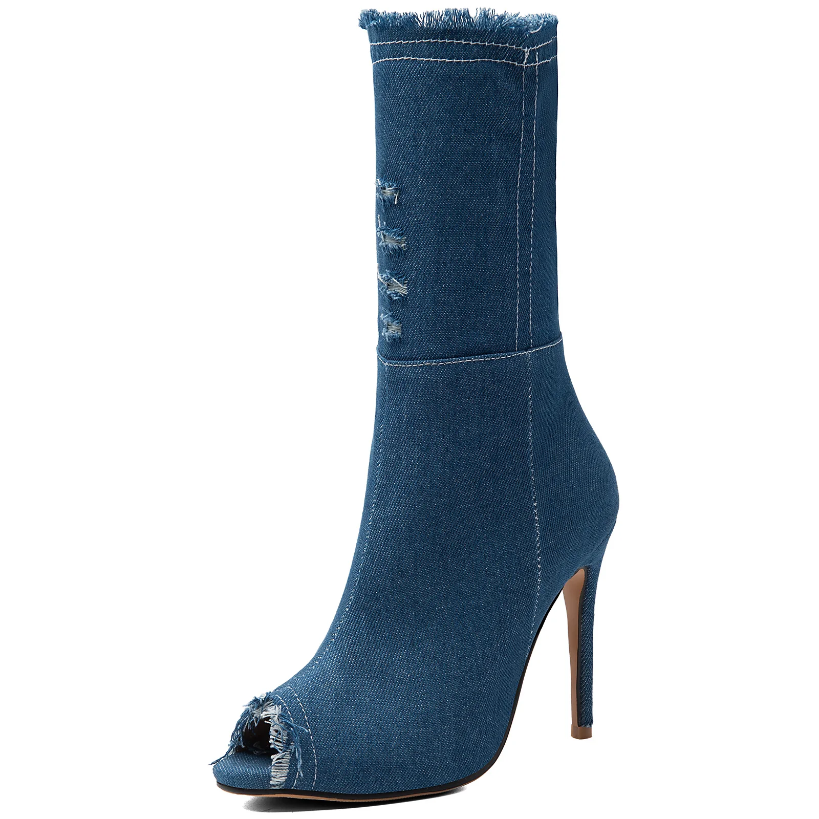 Women Blue Denim Peep Toe Mid  - Women'S Shoes Size 12 ulasan dan harga