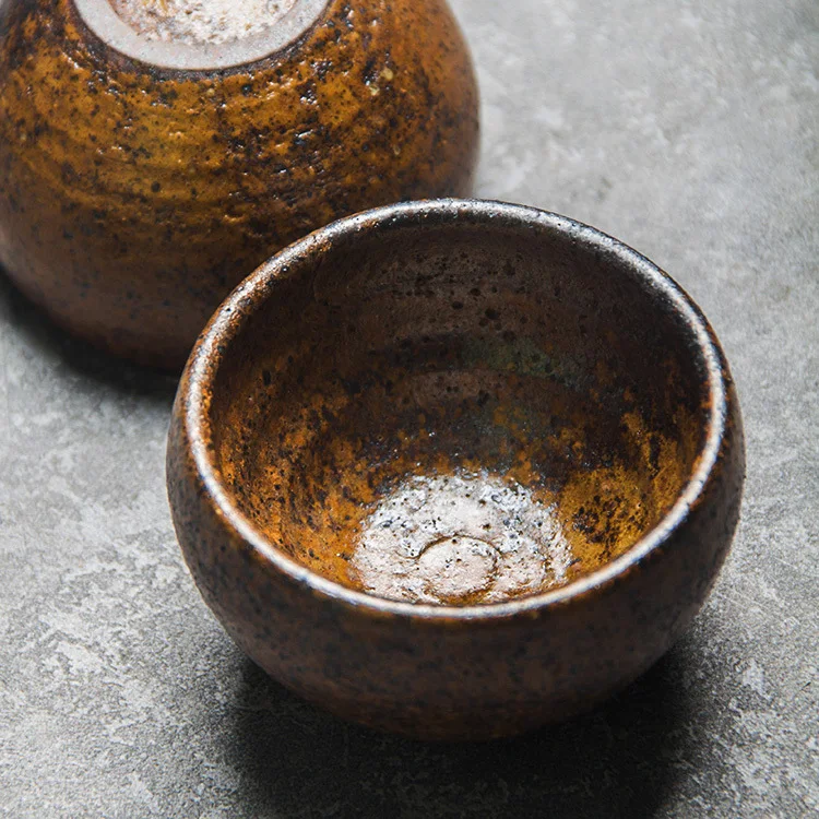Handmade Rough Pottery Tea Cup, Japanese Ceramic Nostalgic Host Pu Erh Large Wood Fired Set, Single Cup