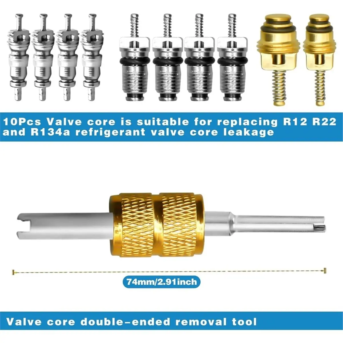 Y17A 1set Air Conditioning Valve Core Kits, R12 to R134a Conversion Kit for R134A Air Condition Refrigeration System Maintain