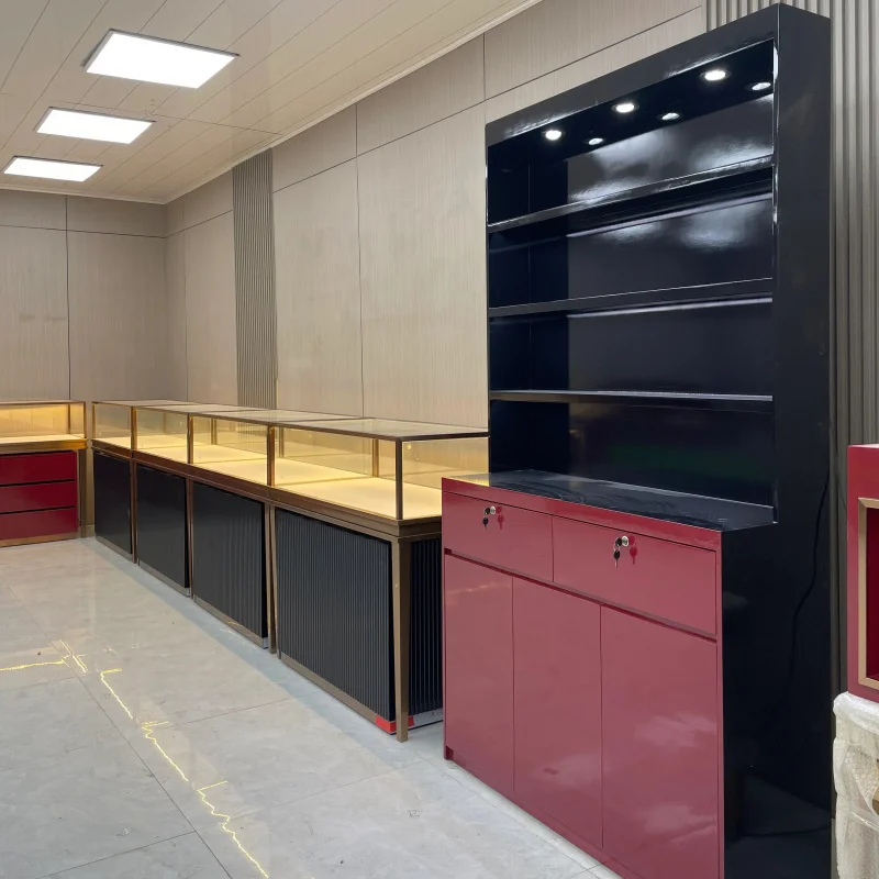 

Customize.High-end Jewelry showcase Combination Glass Display Table + High Cabinet with Light Suitable Jewelry/luxury Goods