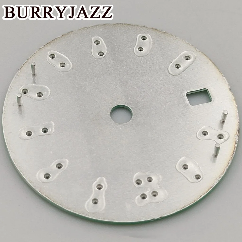 BURRYJAZZ 30.5mm Pink Green  Sterile Watch Dial Luminous Dial Fit NH35 Movement Fit 3 O'clock 3.8 O'clock  Case Crown