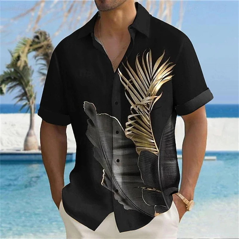 

Men's Hawaiian Shirt Coconut Tree Gradient Color Tropical Plant Summer Hawaiian Shirt Button Up Shirt Aloha Shirt Short Sleeve