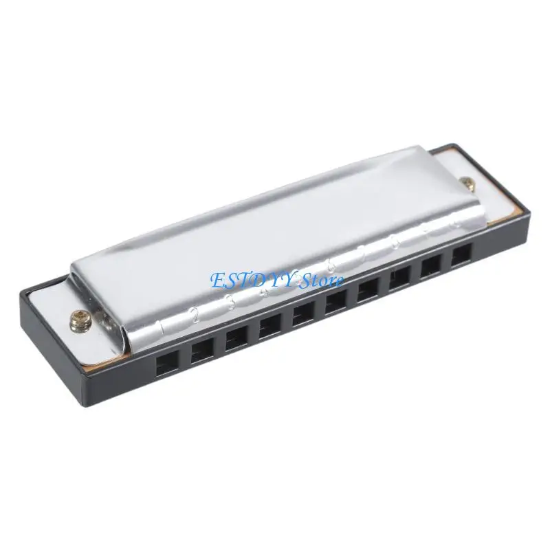 

G6DE New Harmonica 10 Hole for Key of C for Blues Rock Folk Harmonicas Silv