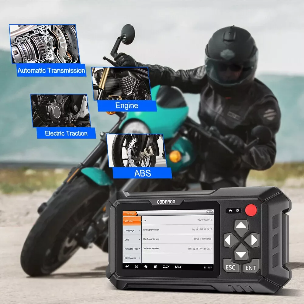 OBDPROG MOTO 100 Motorcycle Full System Diagnostic Tool Moto OBD2 Scanner ECU Coding ABS TPMS EPB Maintenance Light Reset