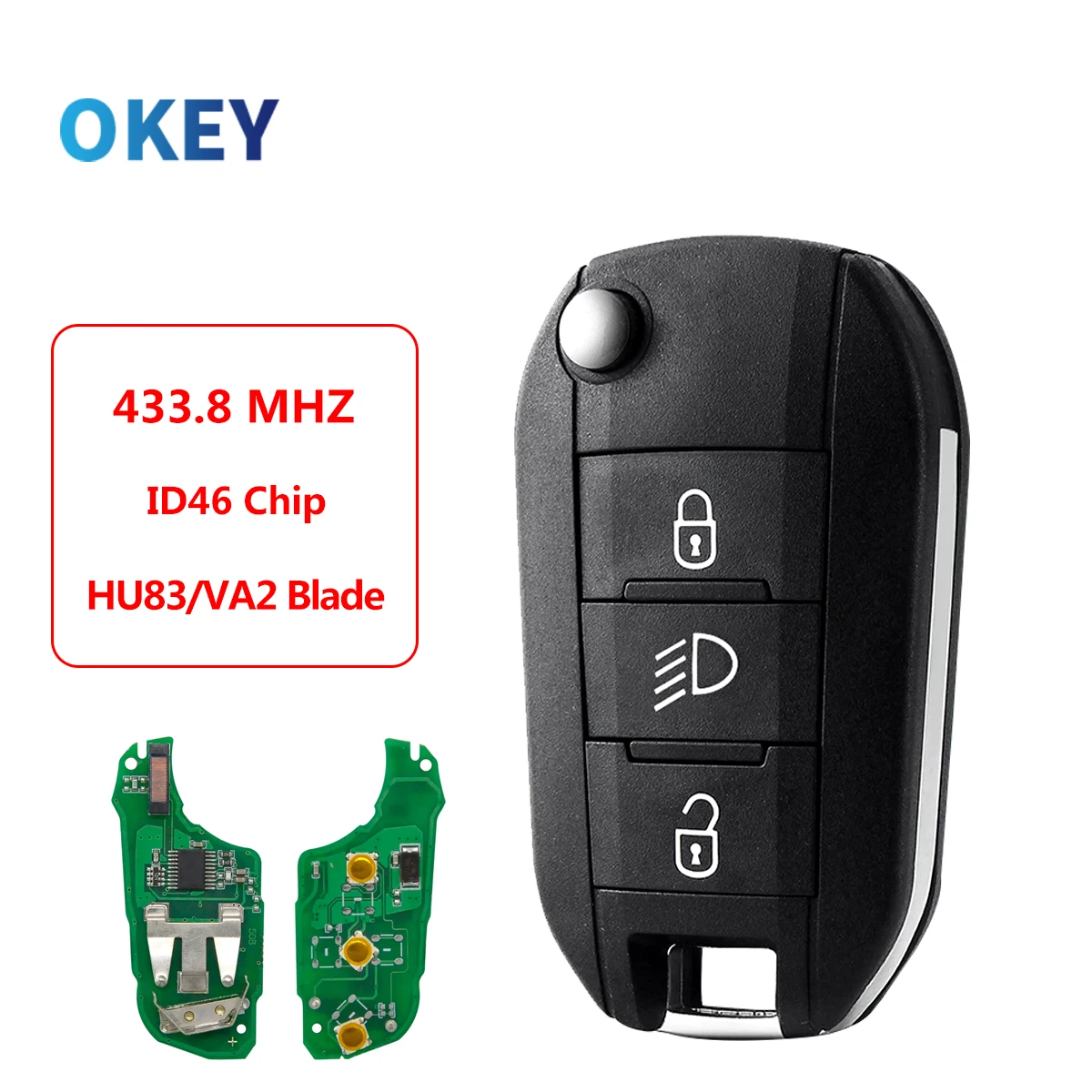 

Ключ дистанционного управления Okey ID46 PCF7941 434 МГц для Peugeot 208 2008 301 308 3008 408 508 Citroen C3 HU83/VA2