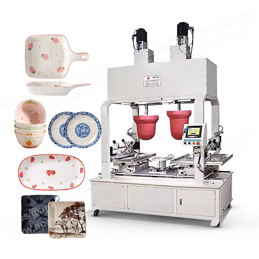 Ceramic bowl tampon printing machine ceramic 2 color dishes pad printing machine