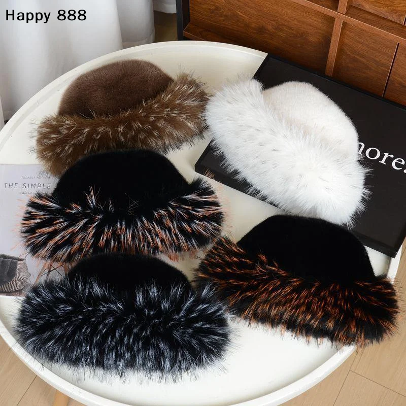 Winter Plush Fisherman Hat For Women: A Thick, Fluffy Fur Cap With Ear Protection And Windproof Function, In Panama Basin Style