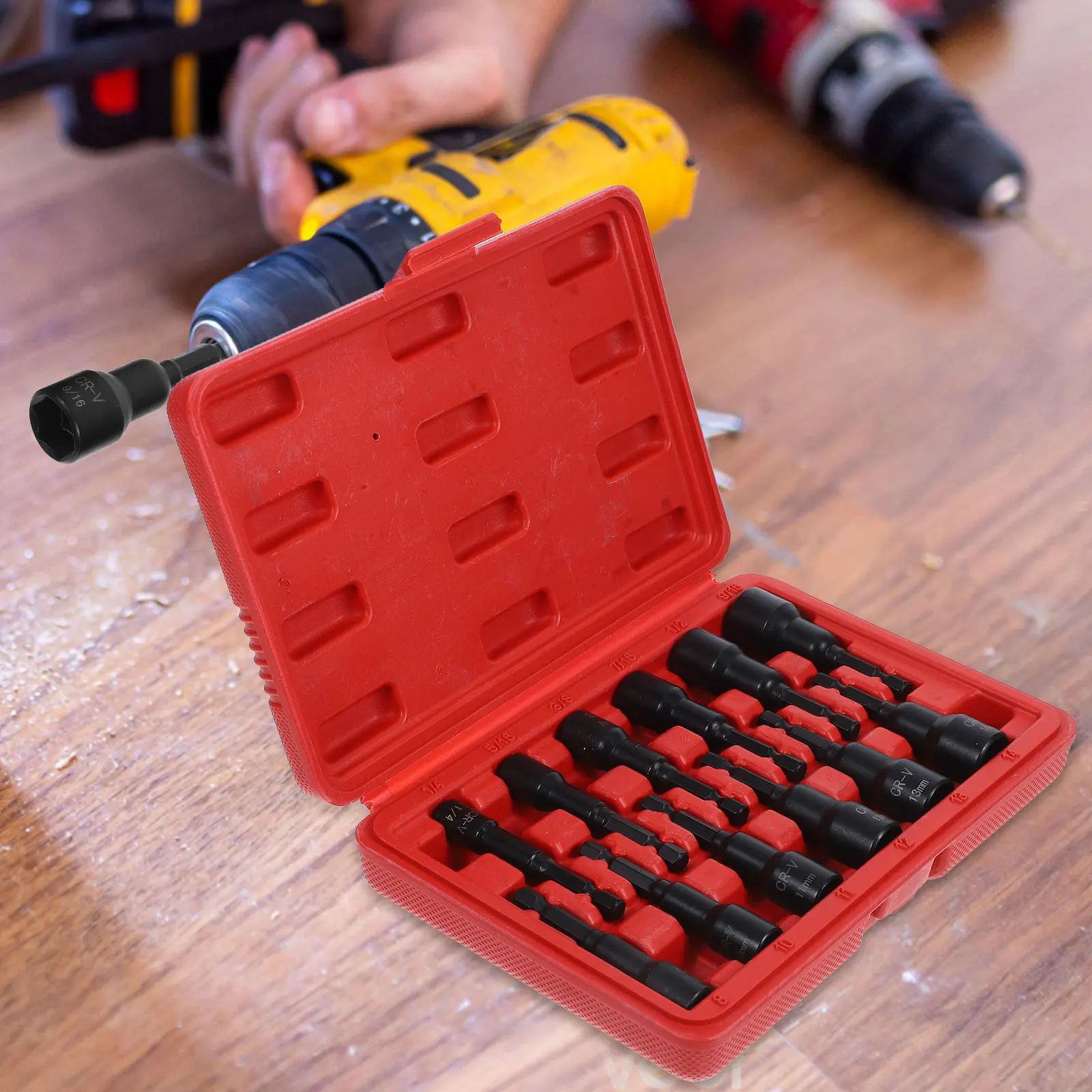 

1 Set Impact Socket Set 12-Piece High-Strength Magnetic Swivel Heads Extension For Tight Spaces Mechanics Tools Assorted Drive