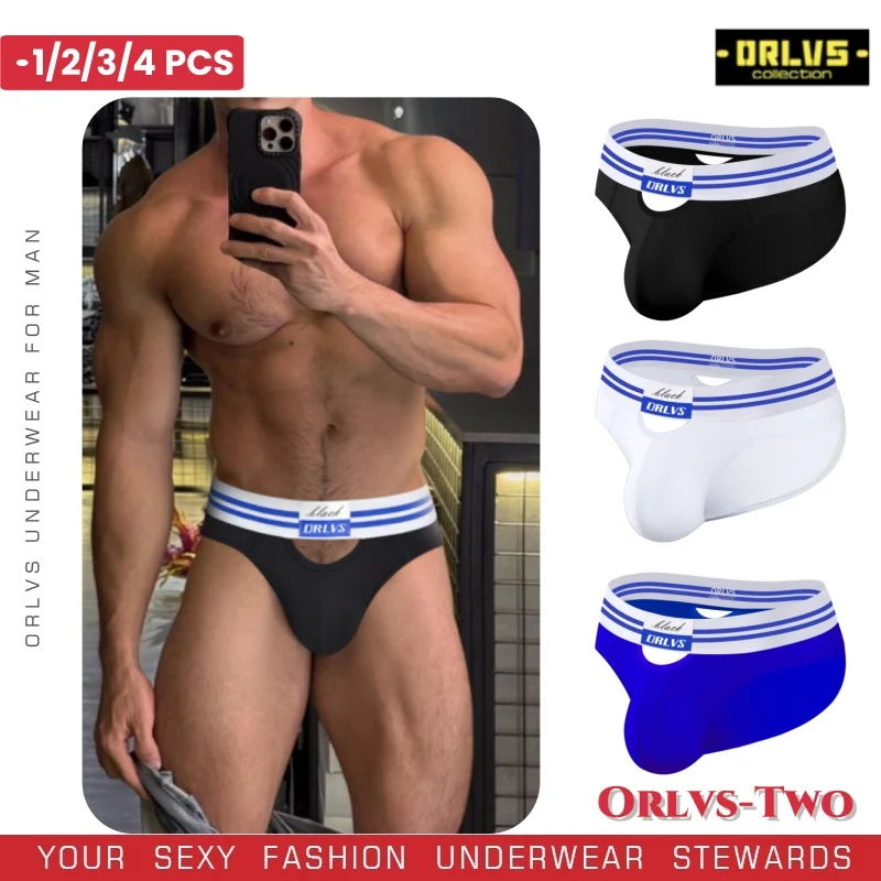 

1/2/3/4PCS Men Underwear Sea Blue Striped Elastic Band Elastic WideWaist Band Soft Thread Cotton Sexy Hip Lifting Triangle Pants