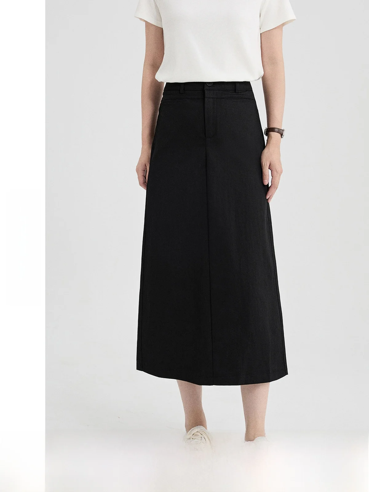 

Slimming High Waist Midi Skirt for Women Black Casual Versatile A-Line Skirt Spring Summer New Arrival Guier Brand