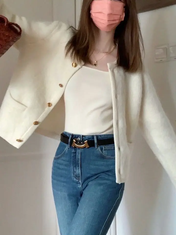 Petit Fraance Sle Camere tricoté pull manteau femmes début hiver 2025 nouveaux vêtements d'extérieur haut de gamme ouvert Cardigan