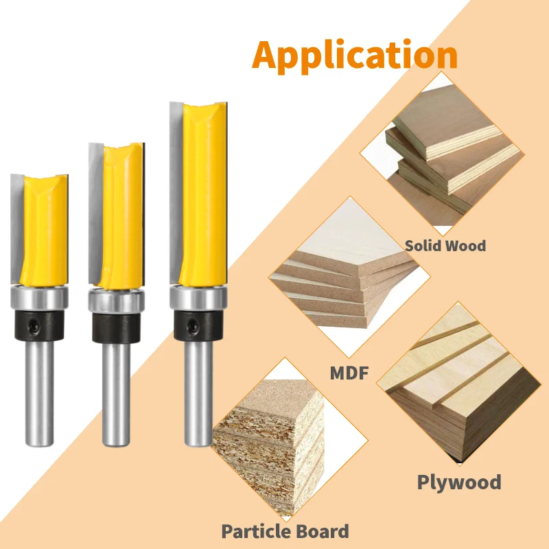 PTA 8MM Shank D16 Pattern Bit Router Bit Woodworking Milling Cutter For Wood Bit Face Mill Carbide Cutter End Mill