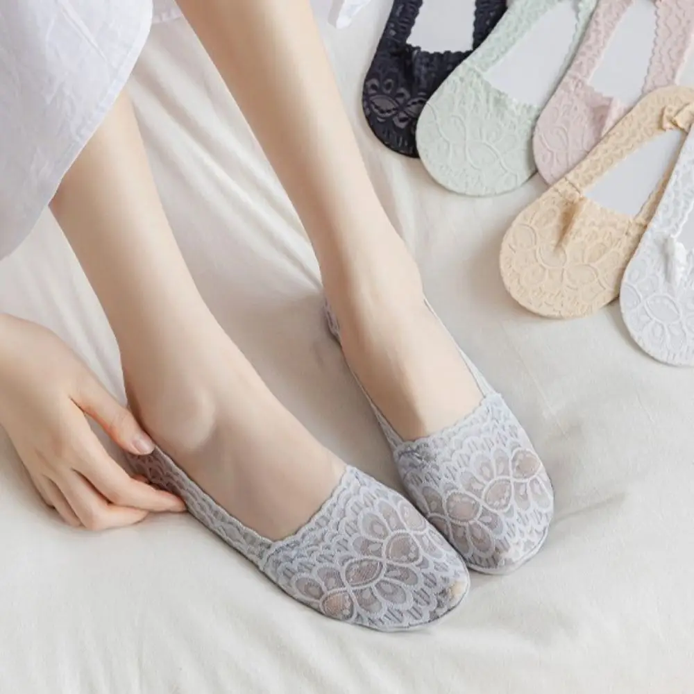 

Cut Half Feet Hosiery Elastic Summer High Heel Shoe Hosiery Silicone Non-Slip Socks Invisible Sock Slippers Women Boat Socks