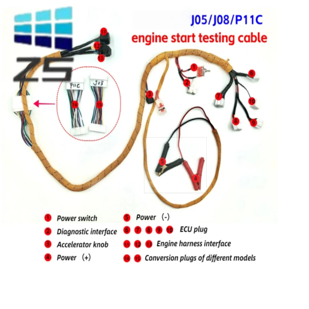 Suitable for Kobelco J05 J08 P11C engine start-up test harness and diagnostic harness, excavator computer board start-up harness