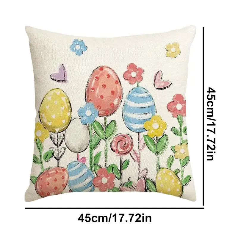 Fundas de almohada de huevo de Pascua, funda de almohada cuadrada decorativa de 18x18 pulgadas, funda de cojín elegante para decoración del hogar, fundas de almohada de lino para granja