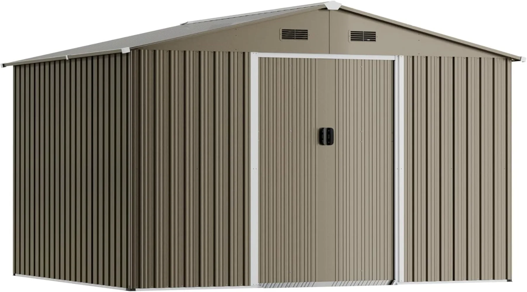 

10FT x 8FT Outdoor Storage shed, Waterproof Lockable Door Metal Tool shed with Sliding Door and Ventilation, Gardening Tool