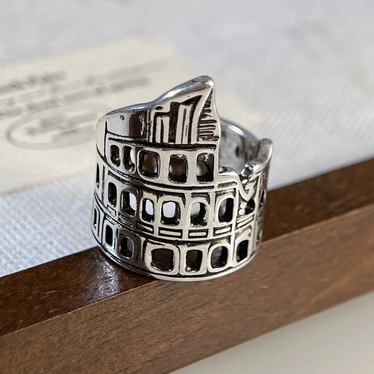 Women's 925 Sterling Silver Geometric Adjustable Ring