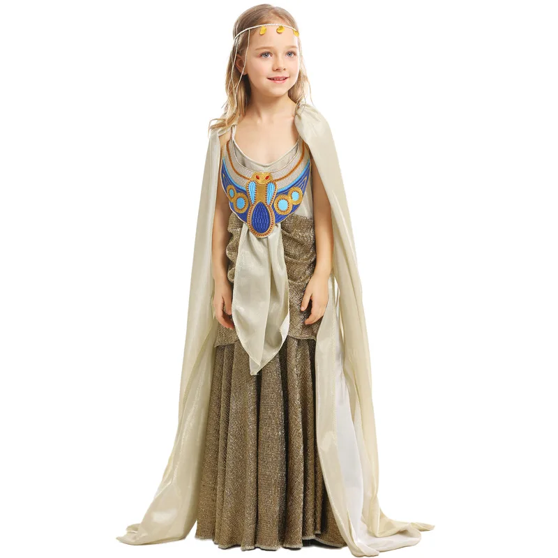 

Egyptian Godd Long Skirt Children's Stage Performance Costume Girls' Ancient Mythology Pharaoh Outfit Traditional Ethnic Wear