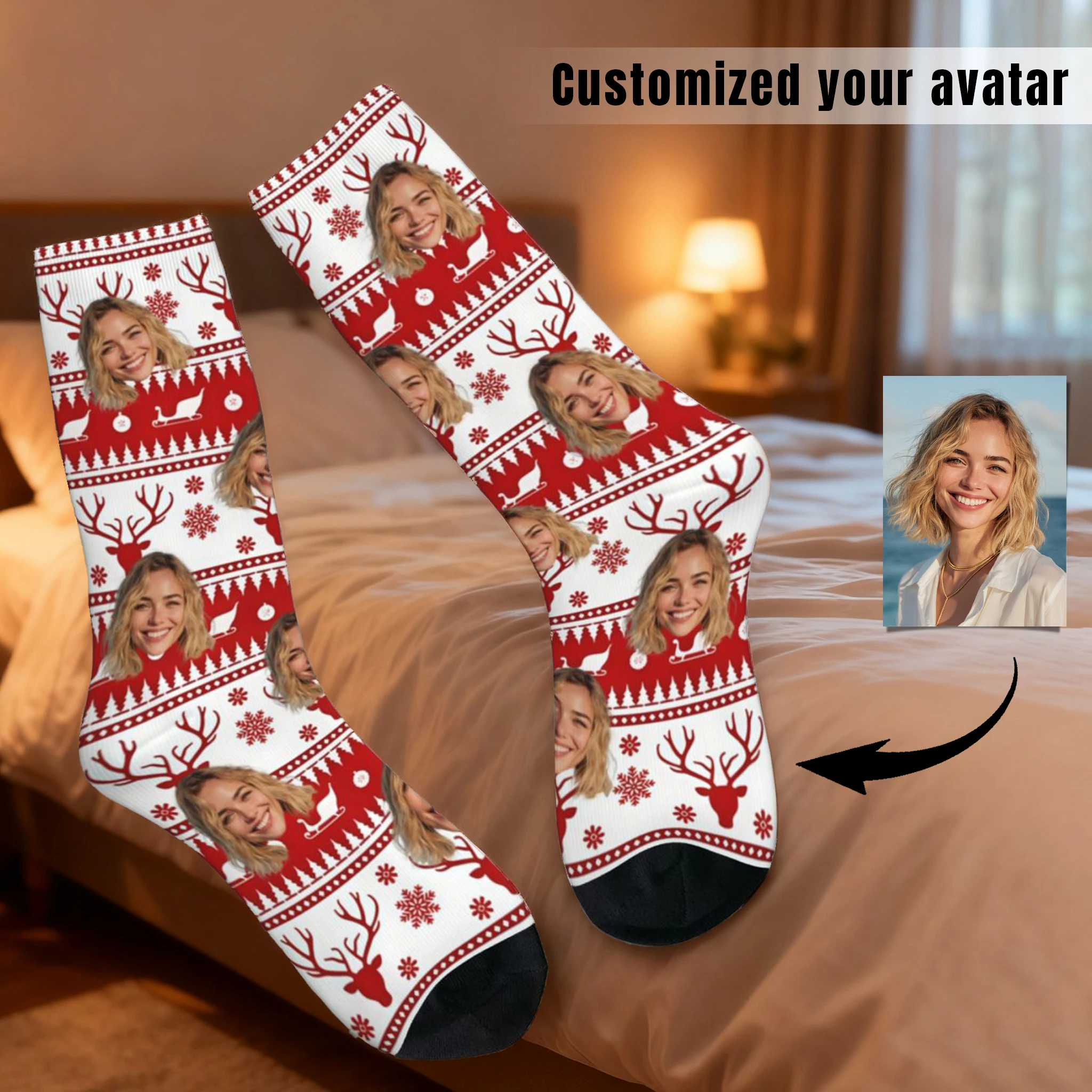 

Custom Face Christmas Socks Personalized Socks with Face Photo Socks Custom Face Socks Christmas Gift Socks Gift for Friends