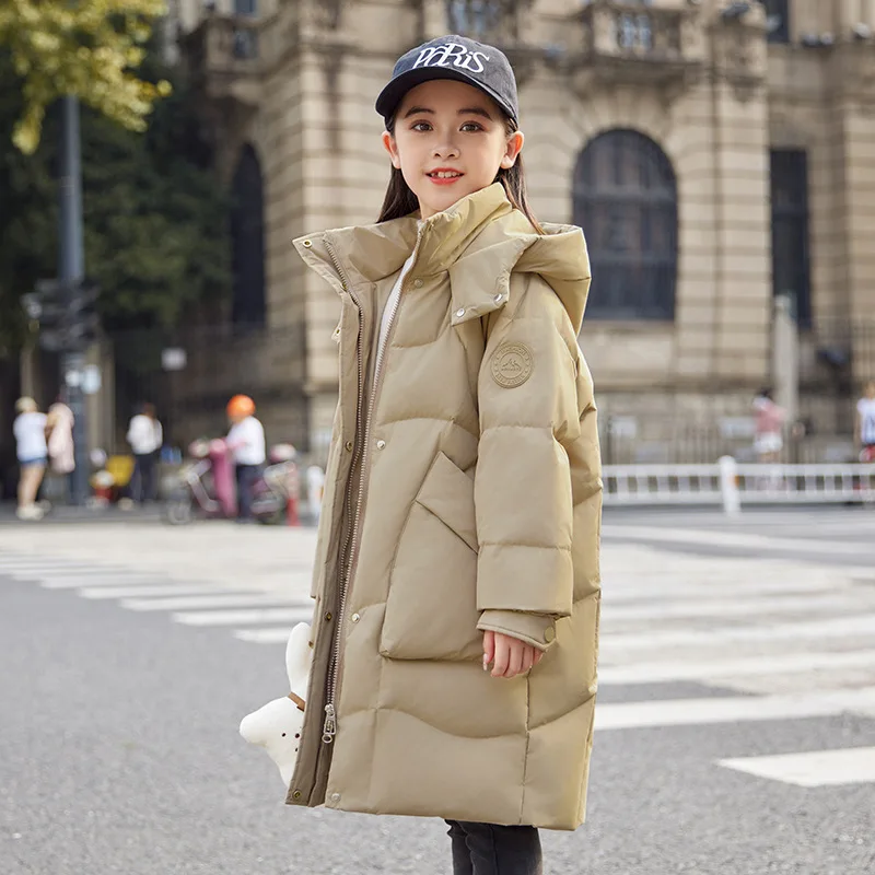 

Junior Girls Down Jacket Winter Waterproof Thicken Warm Long Teenage Girls Duck Jacket Coat 5-12 Years Kids Girls Outerwear Coat