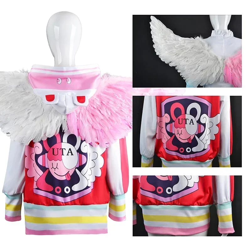 New Anime Uta Theatre Version Movie Film Red Daughter Of Shanks Cosplay Costume Wig Wings Headphone Adult Child Halloween Suit view 6