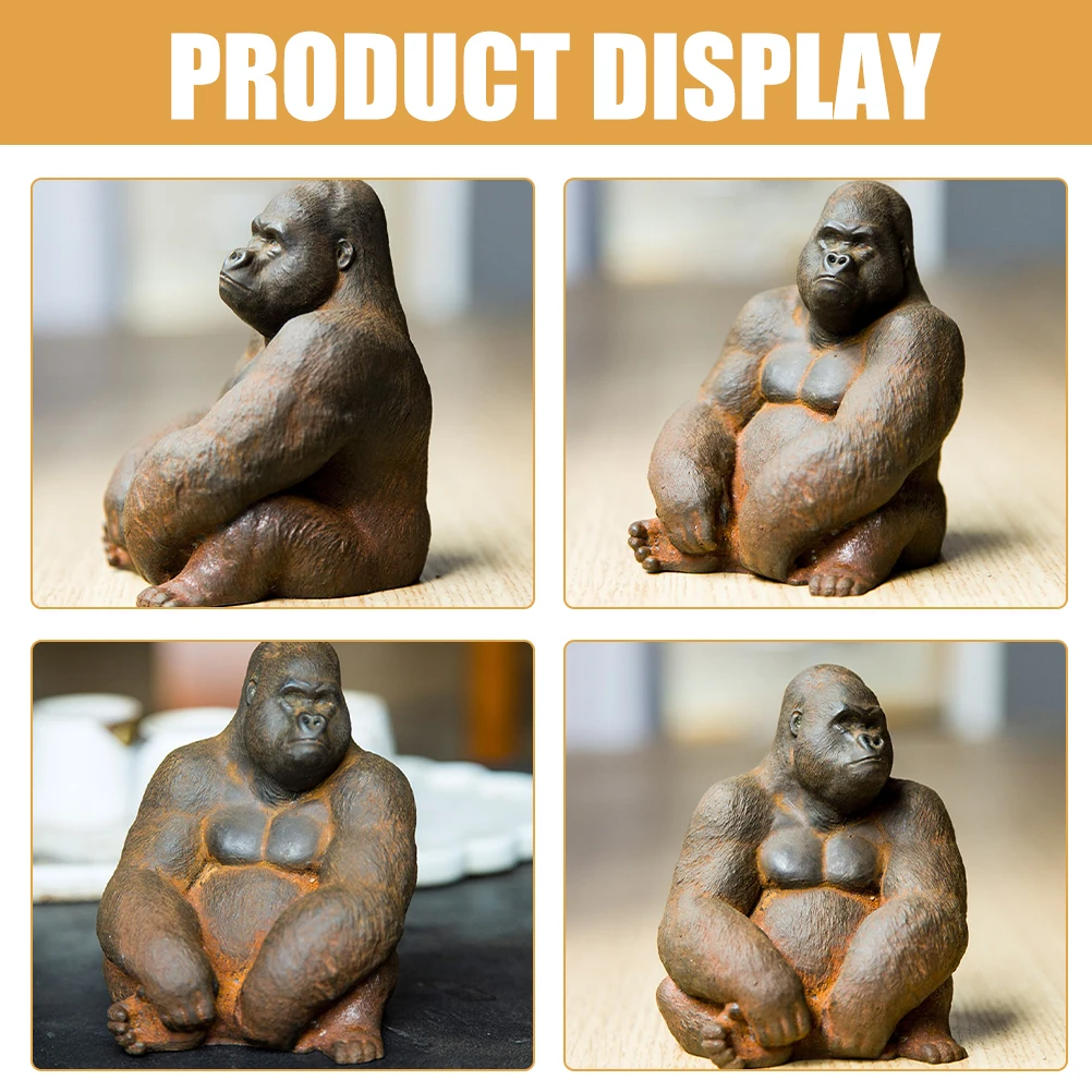 

Creative Gorilla Statue Vintage Desktop Decor Iron Craft Ornament Miniature Animal Statue Iron Animal Decoration