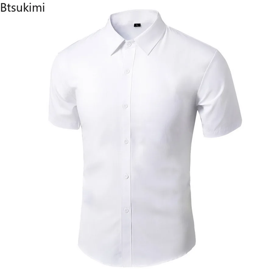 2024 Men's Dress Shirt Long Sleeve Non-iron Business Formal Clothes Fashion Solid Slim Casual Social Shirt Male Office Work Tops