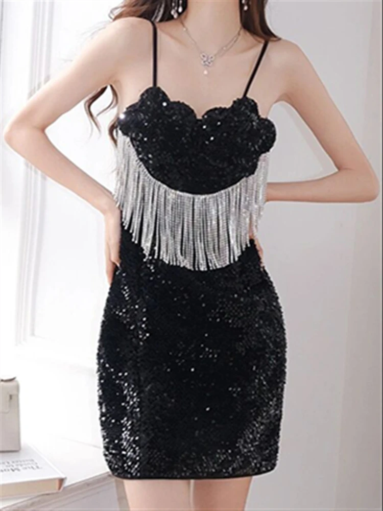 

Black Spaghetti Strap Dress Sundress Women Summer Beach Boho Party Sexy 2022 Sleeveless Lace Runway Backless Embroidery Dresses