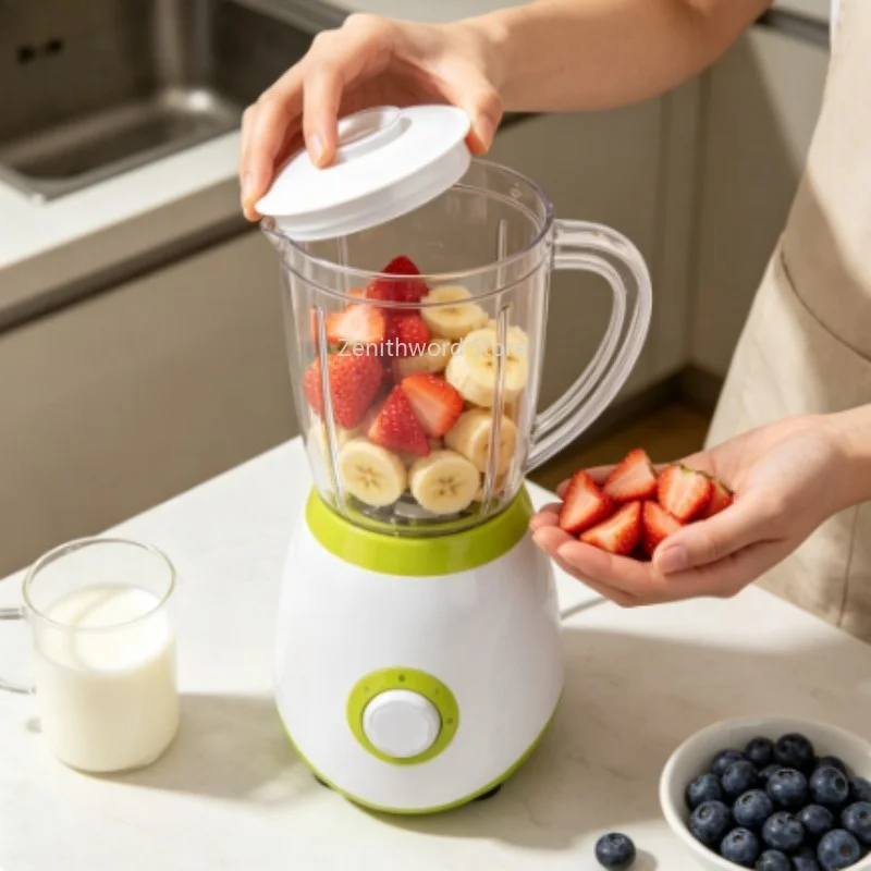 Frullatore Elettrico 600W 1.5L Portatile, Mixer per Frutta con 2 Velocità e Funzione Pulse per Frullati e Succhi Freschi