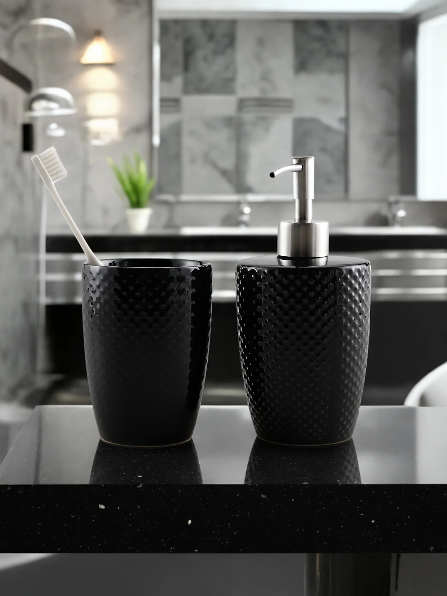 

Набор для ванной KULE HOME: керамический дозатор для мыла/санитайзера, стакан для зубных щеток и лосьона