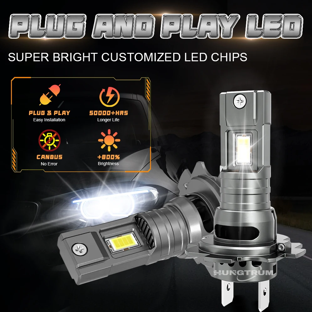 Ultra Bright 2PCS H1 LED Headlight Bulbs 1000W High Power Chip Waterproof Car Headlamp Super Luminous Fog Light Durable Auto Dri