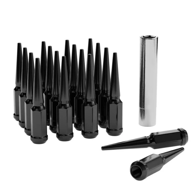

24 PCS M14x1.5 Wheel Spike Lug Nuts Black Spiked Lug Nuts 14mmx1.5 Solid Acorn Lug Nut