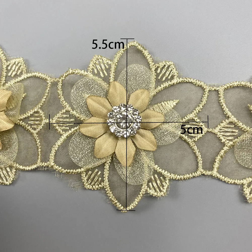 1 Yard 3 strati fiore pizzo Trim tessuto di pizzo ricamato diamante forniture per cucire mestiere per Costume cappello decorazione abito da sposa