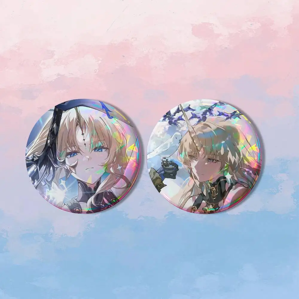 W-Wuwa F-Fleurdelys HD Print Round Lapel Pins Pretty Derby 2 piece set Round Display Brooches Brooch Badges