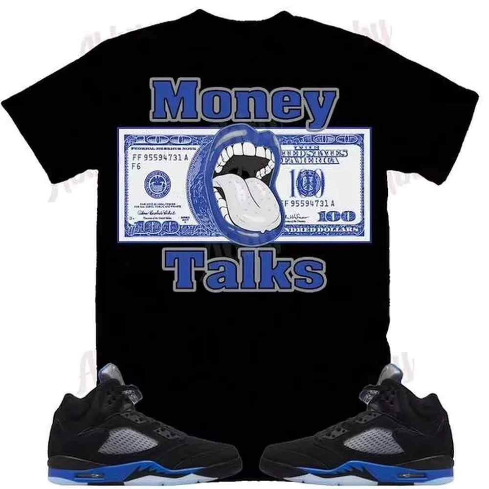 Talks Shirt Match Jordans Retro 5 Racer Blue, Retro 5 Racer Blue Shirt, Racer Blue Sneaker Tee
