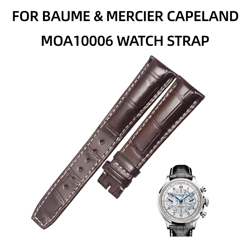 Correa de reloj de piel de cocodrilo para BAUME & MERCIER CAPELAND MOA10006